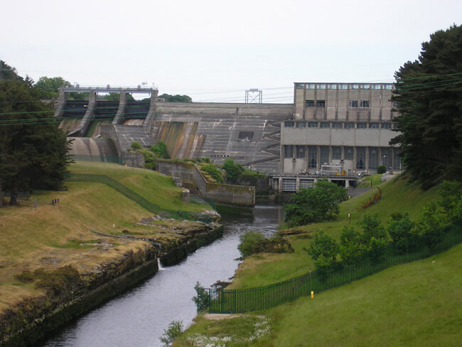 Kathleen Falls Dam with tail race and outflow pipe from hatchery. Photo Brendan Connolly
