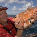 Angling journalist Mike Thrussell with a bluemouth