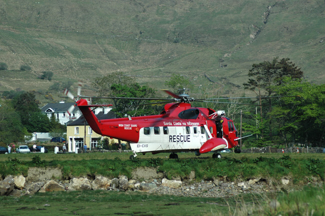 Irish Coast Guard helicopter during a rescue demonstration in Leenane, Co Galway. Photo Gillian Mills/Inshore Ireland
