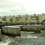 New salmon weir showing refurbished stonework and hydraulic debris lifting systems. Photo IFI