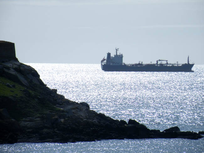  In this  view of a vessel passing Dalkey Island, it shows an approximate direction of the proposed exploratory drill-rig, some 6km offshore of the Dublin Bay coastline. Photo Jehan Ashmore
