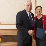 Dr Valerie Cummins with General Colin Powell