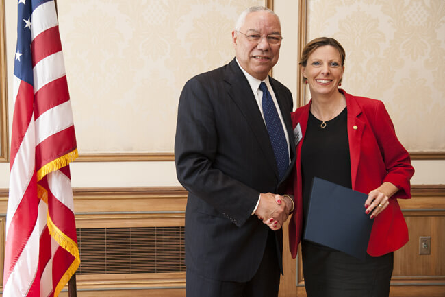 Dr Valerie Cummins with General Colin Powell