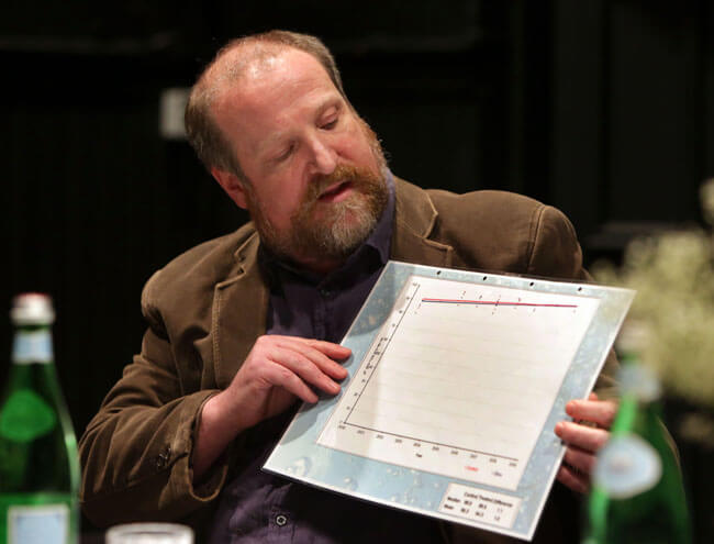 Donal Maguire, Aquaculture Development Manager with BIM, speaking at the public meeting and debate on the proposed Galway Bay Salmon Farm held at the Nuns Island Theatre, Galway. Photo Joe O'Shaughnessy, courtesy of The Connacht Tribune