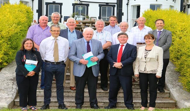 Front (l-r): Mary Walsh, Waterford VEC, John Hickey, BIM, Kieran Calnan BIM’s Chairman, Michael Keatinge, Fisheries Development Manager, Cliona Mhic Giolla Chuda, Irish Shellfish Association. ,  Back (l-r): Risteard Breathnach, Fisherman Waterford West, Tony Kelly, Kilmore Quay, Eugene Bates, Fisherman Wexford West/South, Noel McDonagh, Fisherman Waterford East, John O’Hagan Fisherman Wexford East/North, Tom Greegan, LEADER Wicklow, Donal O’Brien, Community Forum, Padraig O’ Gorman, Wexford County Council