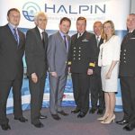 (L-R): Cormac Gebruers (Manager, Halpin Centre); Dr Brendan Murphy (President, CIT); Minister of State Sean Sherlock; Commodore Mark Mellett (Flag Officer commanding the Naval Service); Michael Delaney (VP Development CIT, Acting Head NMCI), Dr Val Cummins (IMERC Director) and Commander Dave Barry (Associate Head of College, NMCI)