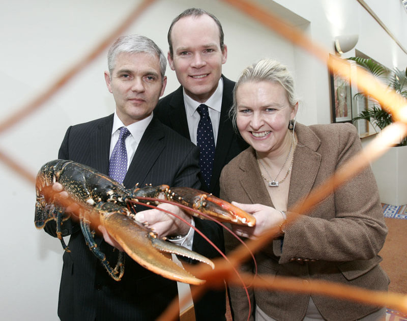 Minister for Agriculture, Food and the Marine Simon Coveney with Aodh O’Donnell, Errigal Seafoods and Birgitta Heidin-Currin, Burren Smokehouse