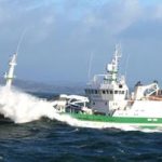 MFV Vigilant steaming into a westerly gale. Photo John Cunningham