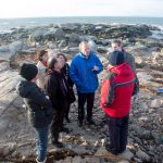 Minister Simon Coveney speaks to locals in Connemara. Councillor Seosamh O Laoi, second left; Senator Hildegard Naughton, Councillor Eileen Mannion and Sean Kyne TD