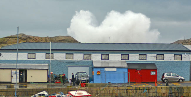 wave overtopping at Bulloch Harbour